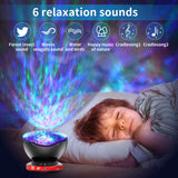 1 x RAW Customer Returns LED Projector Lamp Simulation of Ocean Waves, Children s Night Light with 8 Color Modes 6 Music Sounds Remote Control Timer Bedside Lamp for Baby, Child and Adult Bedroom Decoration - RRP €20.38