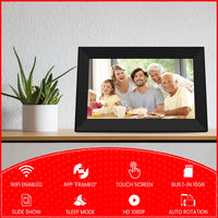 1 x RAW Customer Returns FRAMEO WiFi Digital Photo Frame 10.1 inch, Digital Photo Frame 1280x800 HD Touchscreen Digital Photo Frame with 32GB Memory, Slideshow, Auto-Rotation, Share Moments Immediately via APP - RRP €90.73