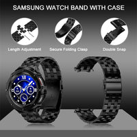 1 x RAW Customer Returns HASLFM Compatible with Samsung Galaxy Watch 5 Pro Bracelet 45mm, Compatible with Samsung Galaxy Watch 6 Watch 5 Watch 4 Bracelet 44mm, Robust Stainless Steel Metal Bracelet Case for Men, Black - RRP €35.94