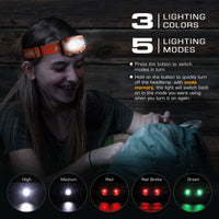 1 x RAW Customer Returns EverBrite LED headlamp, pack of 2, orange with red light and green light, children s head lamp with 5 light modes, party bag for children for camping, outdoors, Christmas with 6 AAA batteries  - RRP €13.99