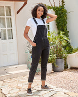 1 x RAW Customer Returns Roskiky Casual Stretch Denim Dungarees for Women, Jeans Overalls with Pockets Iconic Black XL - RRP €46.99