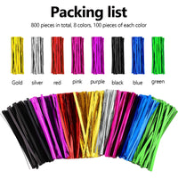 2 x Brand New Teaaha 800 Pieces Colorful Twist Band, 10 cm Metallic Bag Closure Twist Ties, 8 Colors, Bread Binder, Wire, Plastic Bag Ties, Bag Twist Ties for Candy, Coffee, Bags, Snacks - RRP €40.8