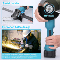 1 x RAW Customer Returns Weytoll Cordless Angle Grinder, 21V Brushless Motor 125mm Angle Grinder, 2 1300mAh Battery, with Thickened Baffle and Auxiliary Handle, Stepless Speed Control, Spindle Lock - RRP €69.99