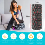 1 x RAW Customer Returns Fascia roller with 3D texture massage, foam roller 33 cm x 14 cm to relieve muscle tension, medium hardness self-massage facial roller for back spine back legs black-red  - RRP €18.85