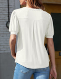 1 x RAW Customer Returns Beluring Women s Summer Short Sleeve Casual T-Shirt Solid Color V-Neck T-Shirt White S - RRP €26.58