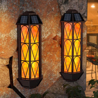 1 x RAW Customer Returns Shinmax Vintage Solar Lamps for Outdoors with Flickering Flame Effect Wall Light Outdoor Retro Solar Flame Light 2 Light Modes Auto On Off Waterproof Solar Lights for Garden Balcony Patio, 2 Pieces - RRP €56.46