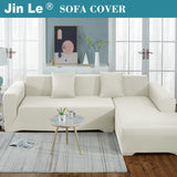 1 x RAW Customer Returns Jin Le Sofa Cover L Shape Sofa Cover Corner Sofa Couch Cover L Shape Stretch 3-Seat 4-Seat, Beige Corner Sofa Throw Washable Sofa Throw with 2 Cushion Covers Anti-Slip Foams - RRP €59.99