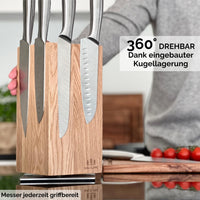 1 x RAW Customer Returns WALDLAND Premium knife block without knives magnetic knife block and 360 rotatable made of fine robust oak wood I magnetic knife holder for knives I wooden block I knife holder block 360 , oak  - RRP €65.5