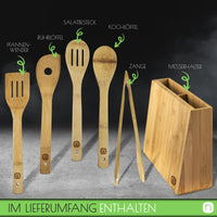 1 x RAW Customer Returns naturlik magnetic knife block 5-piece cooking spoon set - 2 in 1 knife block without knives kitchen utensil holder - bamboo magnetic knife holder - magnet knife holder - kitchen organizer - RRP €35.2