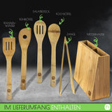 1 x RAW Customer Returns naturlik magnetic knife block 5-piece cooking spoon set - 2 in 1 knife block without knives kitchen utensil holder - bamboo magnetic knife holder - magnet knife holder - kitchen organizer - RRP €35.2