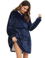 1 x RAW Customer Returns YEPLINS Pullover Hoodie Robe Blanket Hoodie Blanket Flannel Hoodie Blue  - RRP €25.99