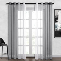 1 x RAW Customer Returns Topfinel curtains with eyelets, gradient curtains, grey and white curtains for the bedroom and living room, curtains 225 cm long, curtains 140 wide, over curtains, transparent loop curtains - RRP €27.47