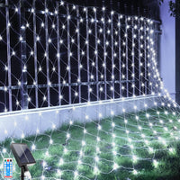 1 x RAW Customer Returns GHONLZIN LED Solar Chain Lights, 1.5x1.5M Network Decoration Christmas Lights, 96 LEDs 8 Modes Waterproof Curtain Network Decoration Lights for Garden Terrace Christmas Parties 1.5 1.5M, White  - RRP €19.84