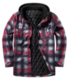 1 x RAW Customer Returns GLESTORE Lumberjack Jacket Men s Flannel Shirt Jacket Lined Thermal Shirt Winter Long Sleeve with Hood Checked Lumberjacket Black and Red XL - RRP €48.99