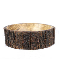 1 x RAW Customer Returns GoCraft Mango Wood Decorative Bowl with Tree Bark, Medium, 19.1 cm Diameter x 7 cm Height, Single Bowl - RRP €33.99