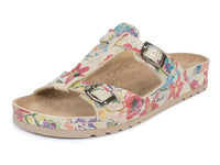 1 x Brand New Aerosoft Women s Comfortable Mules with Memory Foam Insole and 2 Adjustable Buckles Beige Multicolor, numeric 37  - RRP €51.6