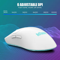 1 x RAW Customer Returns RedThunder M10 Wireless Gaming Mouse with 10K DPI Optical Sensor, 56g Ultralight Weight, Dual Mode 2.4G USB-C with 300mA Battery Capacity, Ergonomics Wireless Mouse for PC Mac Gamer White - RRP €29.99