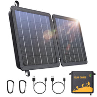 1 x RAW Customer Returns 10W Portable Solar Panel, ETFE Portable Solar Charger with High Conversion Rate, USB-A USB-C Output Port, IP65 Waterproof for Camping, Power Bank and Tablet - RRP €34.99