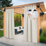 1 x RAW Customer Returns PONY DANCE Outdoor Curtain Weatherproof Set of 2 H 243 x W 132 cm Outdoor Curtains Waterproof Outdoor Curtains Privacy Balcony Curtain with Removable Loops, Light Beige - RRP €41.29