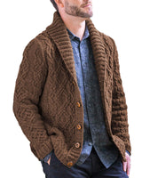 1 x Brand New Men s Cardigan with Shawl Collar Men Button Down Cable Knit Sweat Jacket Winter Warm Knitted Sweater Long Sleeve Cardigan Sweater - RRP €20.16