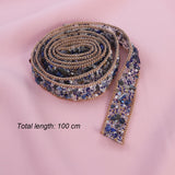 1 x RAW Customer Returns ULTNICE Crystal Rhinestone Dress Sash Belt DIY Hats Shoes Bag Embellishments 1m Blue  - RRP €20.4