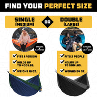 1 x Brand New Wise Owl Outfitters Camping Hammock - Portable Hammock for Single or Double Beds - Outdoor and Indoor Camping Accessories with Tree Straps - RRP €34.39