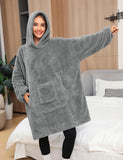 1 x RAW Customer Returns Tuopuda Hooded Blanket for Women Super Soft Large Sweatshirt Hoodies for Women Men and Girls Black  - RRP €26.83