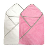 1 x RAW Customer Returns Polyte - Premium Baby Bath Towel - Hooded - Hypoallergenic Microfiber - Pink White - 36 x 36 - Pack of 2 - RRP €17.9