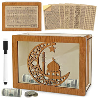 31 x Brand New Ramadan wooden money box, retro money box storage box, children s wooden money box with numbers, helps children and adults develop the habit of saving - RRP €632.4