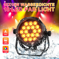 1 x RAW Customer Returns PUZILOZA Waterproof RGBWA UV 6 in 1 LED Par Light, 18 LED Stage Light with DMX-6 10CH and Strobe Effects, Stage Lighting for Discos, Weddings, Bars, Shows, Swimming Pool - RRP €135.99