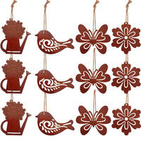 1 x Brand New Pack of 9 rust Easter decorations for hanging, Easter hanging decorations, , patina vintage hanging decorations, Easter party decorations, silhouettes made of metal with patina, Easter decorations for outdoor indoor  - RRP €20.4