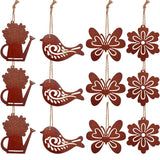 1 x Brand New Pack of 9 rust Easter decorations for hanging, Easter hanging decorations, , patina vintage hanging decorations, Easter party decorations, silhouettes made of metal with patina, Easter decorations for outdoor indoor  - RRP €20.4