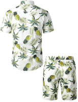 1 x RAW Customer Returns JOGAL Men s Hawaiian Shirt Casual Floral Short Sleeve White Turquoise XXXL - RRP €39.99