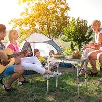 1 x RAW Customer Returns Sportneer Folding Camping Table, Height Adjustable, Small Folding Table, Portable Camping Tables 60cm L x 40cm W 3 Heights with Mesh Layer for Outdoor - RRP €39.99