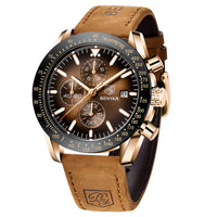 1 x RAW Customer Returns BENYAR Watches Men Chronograph Analog Quartz Brown Leather Strap Wristwatch Men Waterproof Luminous Date Men s Watch Fashion Casual Sport Business Dress Watches for Men Elegant Gift - RRP €44.99