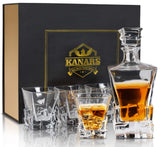 1 x Brand New KANARS Whiskey Carafe Set, 800 ml Whiskey Decanter with 4x 300 ml Glasses, Lead-Free Crystal Glasses, Beautiful Gift Box, 5-Piece, High Quality - RRP €65.99