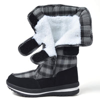 1 x Brand New Shenji women s snow boots with non-slip sole, half boots, checked winter boots, classic H9489, black grey 39  - RRP €42.42