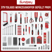 1 x RAW Customer Returns Sundpey tool case filled 379 pcs - tool case filled professional for home car repairs tool box storage case with drawer tool set for homeowners DIYers red - RRP €99.99