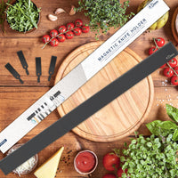 1 x RAW Customer Returns Dmore 59 cm magnetic knife strip with 4 hooks, black knife holder magnetic without drilling, powerful magnet knife holder, including adhesive tape and screws for knives, utensils and tools - RRP €43.8