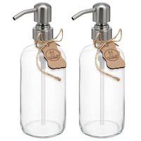 3 x RAW Customer Returns ALTGLAS soap dispenser Sarajevo - double dispenser set made of clear glass bottle with 304 stainless steel pump head in brushed silver 2 pieces each 500 ml  - RRP €64.74