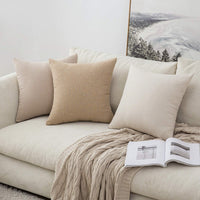 1 x RAW Customer Returns MIULEE Set of 2 cushion covers, linen look cushion cover, decorative cushion, decorative soft sofa cushion, couch cushion for sofa, bedroom with hidden zip, 40 x 40 cm, cream white - RRP €11.09