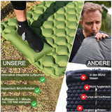 6 x Brand New Vinaco double sleeping pad for camping 2 people, self-inflating sleeping pad with pillow, built-in foot pump, 40D nylon and TPU coated waterproof mat for trekking beach - RRP €180.0