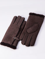 1 x Brand New YISEVEN Gloves Women Winter Sheepskin Leather Soft Lambskin Full Finger Fabric Warm Hairy Wool Lined Long Thermal Wrist Cute Driving, Dark Brown L 8 -9  - RRP €34.99