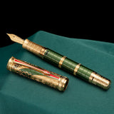 1 x RAW Customer Returns HONG DIAN Hongdian D5 Qin Dynasty Fountain Pen Green Gold Fine Nib Piston Filling Pen with Box Set, 1 piece 1 pack  - RRP €62.0