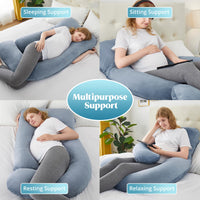 1 x RAW Customer Returns puredown G-shaped maternity pregnancy side sleeper pillow, nursing pillow with removable cover, 81 142cm, blue - RRP €60.49