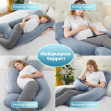 1 x RAW Customer Returns puredown G-shaped maternity pregnancy side sleeper pillow, nursing pillow with removable cover, 81 142cm, blue - RRP €59.99