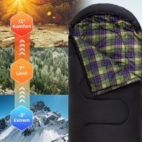 1 x RAW Customer Returns KingCamp Sleeping Bag, Versatile, Fully Expandable Outdoor Sleeping Bag with Cotton Touch Print Lining, Easy to Carry, Water Resistant, for Outdoor Camping, Black L Zip, 220 75cm  - RRP €40.27