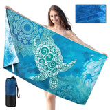 1 x RAW Customer Returns Joyoldelf Beach Towel Microfiber Towel Bath Towel - 160x80 cm Beach Towels Quick-drying Beach Towel Large, Light and Thin Portable Microfiber Towels Sand-free Turtles  - RRP €16.13