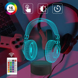 1 x RAW Customer Returns Attivolife Headset Children s 3D Night Light, Creative Headphones Illusion Hologram Lamp, 16 Color Changing with Timer Remote Control, Game Room Decor Headphones Gifts for Teenagers Boys Girls - RRP €19.14