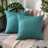 1 x RAW Customer Returns MIULEE Set of 2 Waterproof Cushion Covers Outdoor Sofa Cushions Decorative Pillows Modern Cushion Covers Decorative Cushion Cover Made of Polyester Linen Look for Garden Sofa Living Room Bed 60 x 60 cm Peacock Blue - RRP €21.6